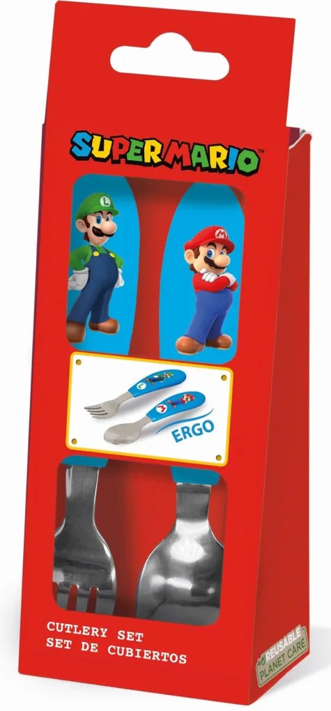 Super Mario Brothers fém ergo evőeszköz készlet - 2 darabos
