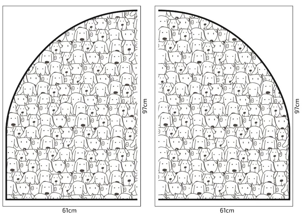 PIPPER. Védő textil falmatrica – Ív – Kutyák Méret: 83x60cm, Indíték: névvel