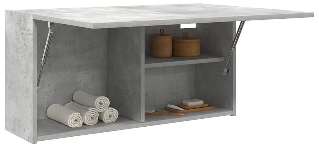 betonszürke szerelt fa fali fürdőszobaszekrény 80 x 25 x 40 cm