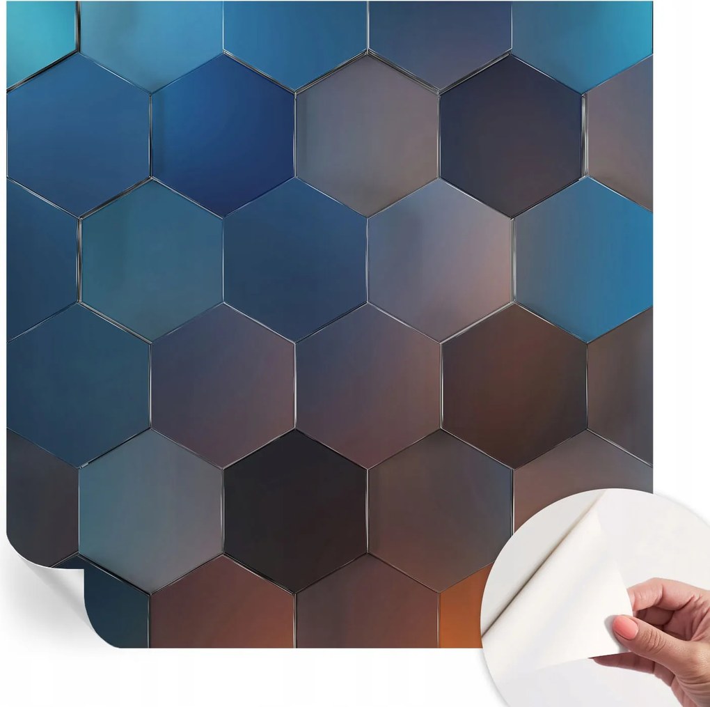 Fotótapéta Öntapadós tapéta a szobába Kék hexagonok 250x250 cm