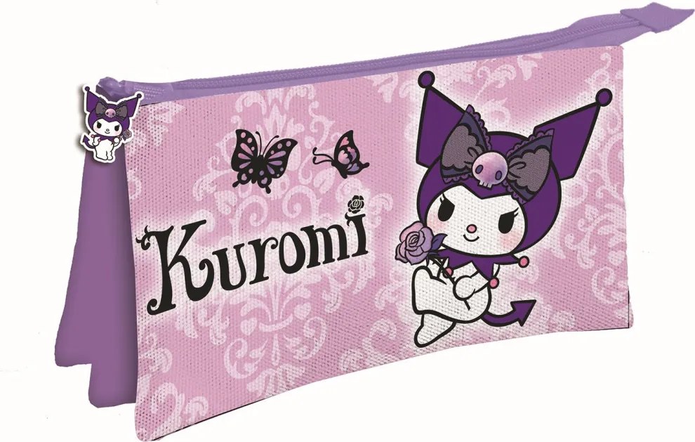Hello Kitty Kuromi Purple 3 rekeszes tolltartó 22 cm
