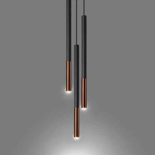 Csillár zsinóron MOSAIC 3xG9/12W/230V fekete/réz