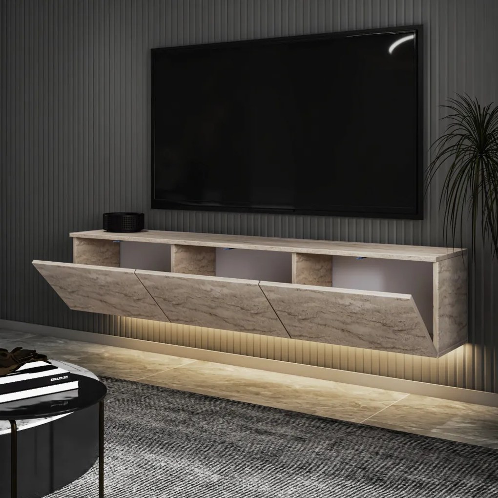 Neon Illuminated - travertin TV-állvány