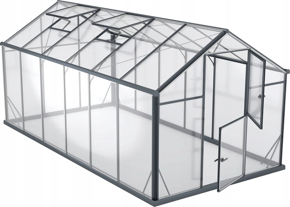 Üvegház Glass L-10 edzett üveg 220x430x208 cm Antracit 9,5 m2 Üveg