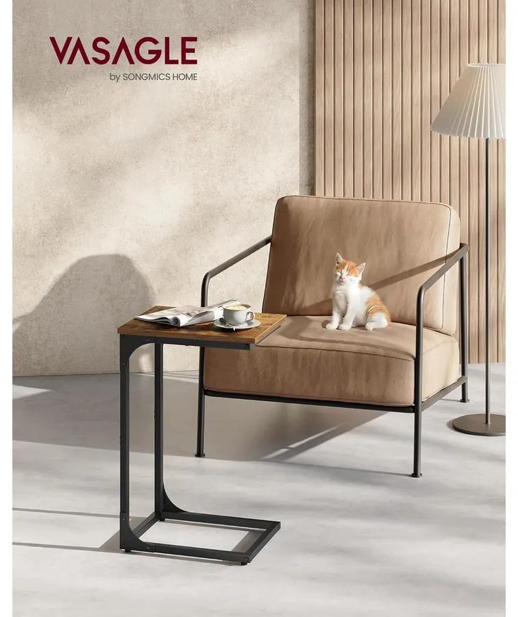 VASAGLE C alakú oldalasztal rusztikus barna és fekete színben