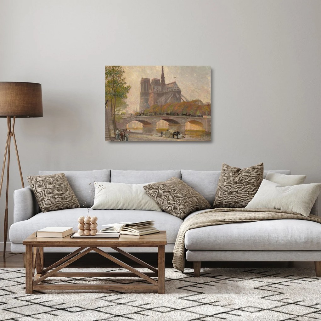 Üveg kép - Robert William Vonnoh, Notre Dame de Paris, reprodukciók (70x50 cm)
