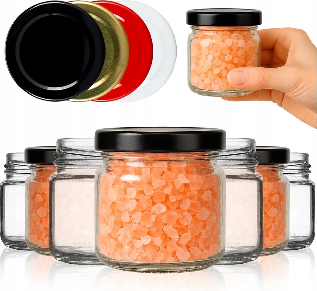 100x Üveg Befőttesüveg Fűszerkészítményekhez 100ML Lekvár Befőttesüveg Kupakkal