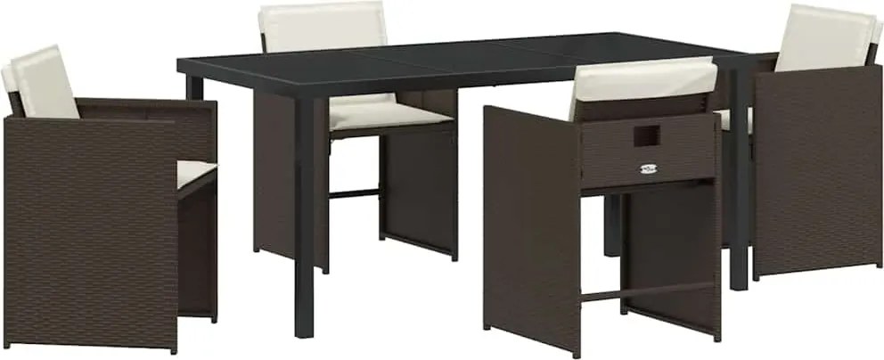 vidaXL Kert étkező szett 5 pcs Barna polirattan