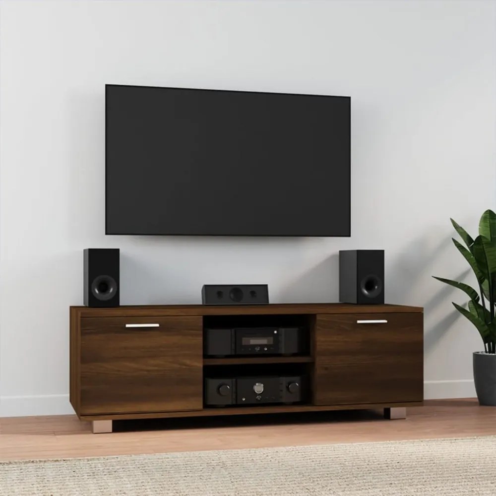 barna tölgy színű szerelt fa TV-szekrény 120 x 40,5 x 35 cm