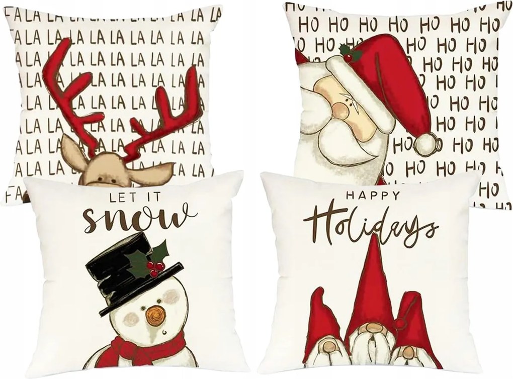 Karácsonyi Párnahuzat Szett 4 Db-os Dekoratív 40X40CM