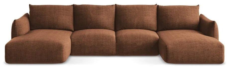 Terrakotta színű kinyitható sarokkanapé (U alakú) Leila – Makamii