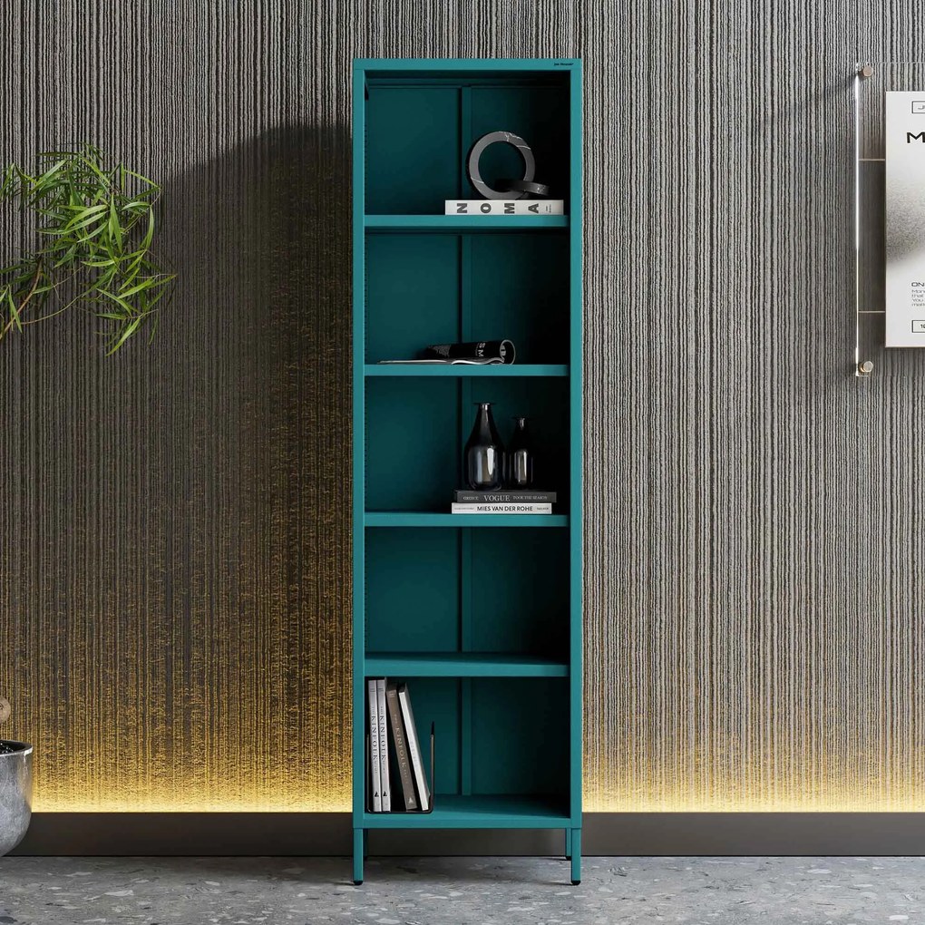 Könyvespolc MARIO, 500 x 1800 x 350 mm, Modern: tengerszínű