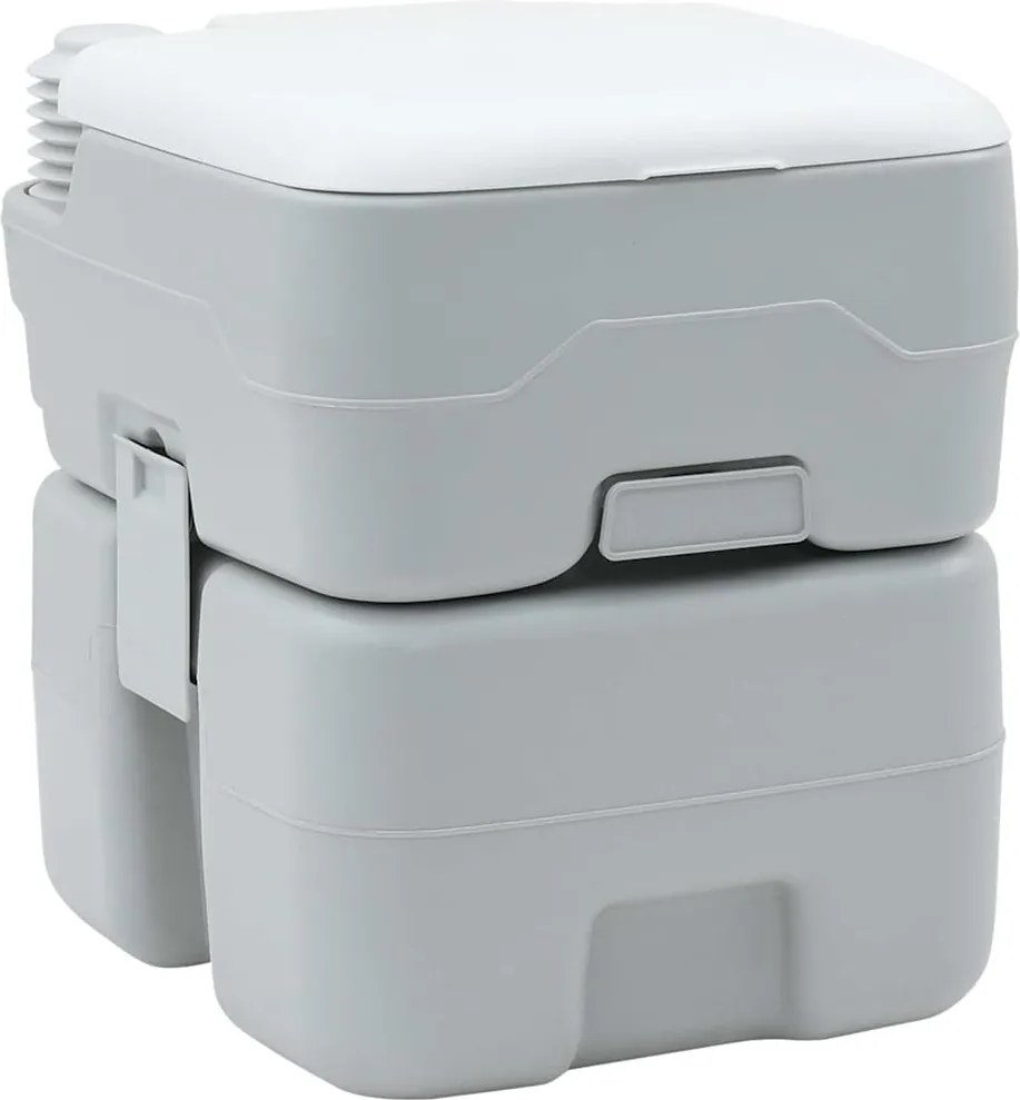 vidaXL Kemping WC Szürke és Fehér 41,5 x 36,5 x 42 cm Polietilén