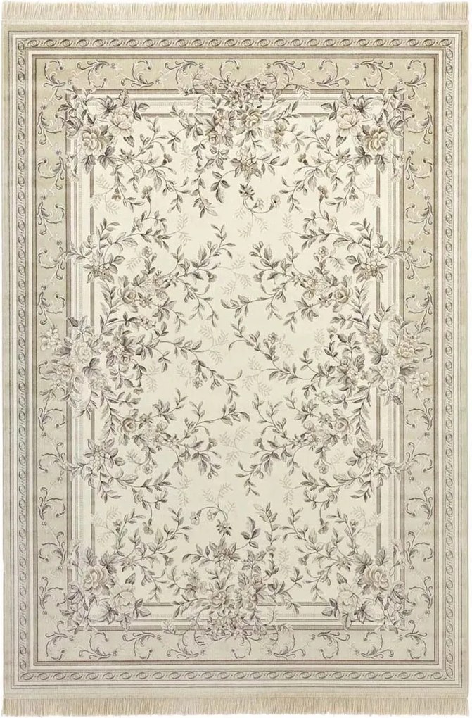 Hagyományos szőnyeg nappaliba 135x195cm,klasszikus bézs-krém rojtokkal