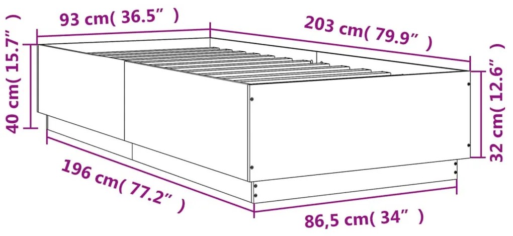 fekete szerelt fa ágykeret 90 x 200 cm