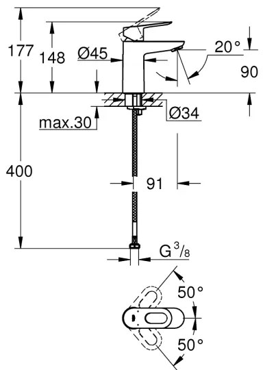 GROHE 23337000 - BAULOOP mosdócsaptelep DN 15, fényes króm