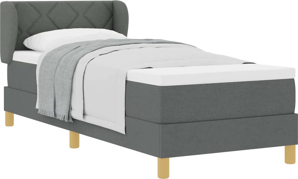 vidaXL Boxrugós ágy matracmal Sötétszürke 80 x 200 cm szövet