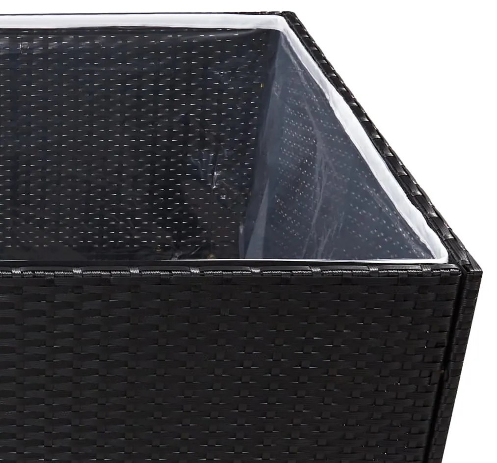 Fekete polyrattan kerti ültetőláda 80x80x80 cm