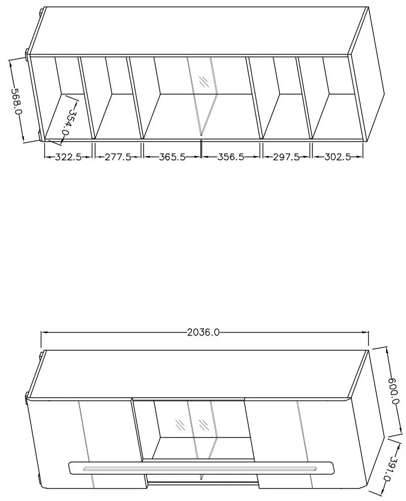 Polc 180 cm Tashia Typ 02 (fehér + magasfényű fehér). 1030194
