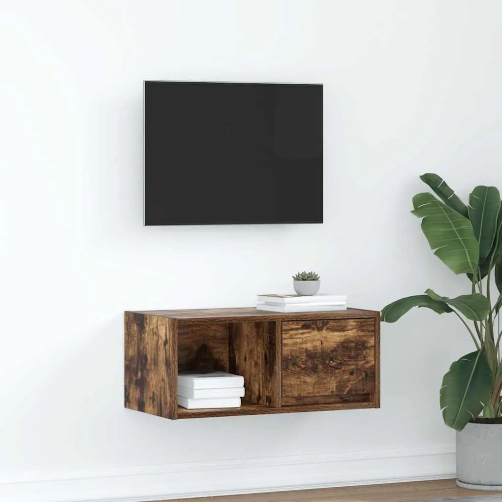 füstös tölgy színű szerelt fa TV-szekrény 60x31x25,5 cm