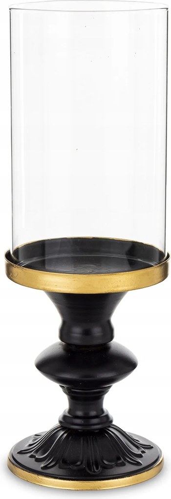 Gyertyatartó fém fekete arany csillogó dekoráció