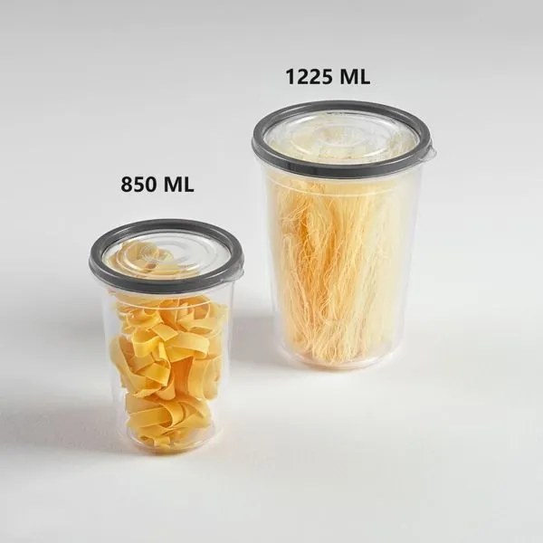 850 ml-es kerek ételtároló dobozok színes fedéllel
