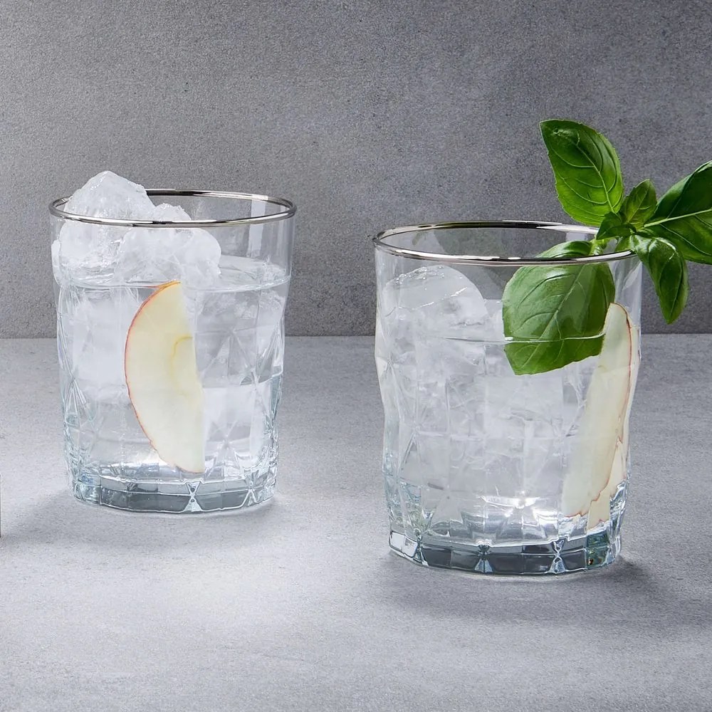 UPSCALE vizes pohár ezüst szegéllyel 345 ml, 6 db-os készlet
