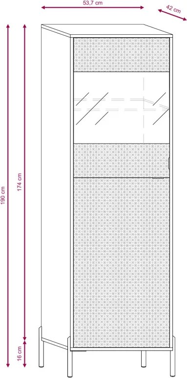 Vitrin szekrény 2 ajtós fehér / fehér magasfény színkombinációban LED világítással – DIAMOND DI04