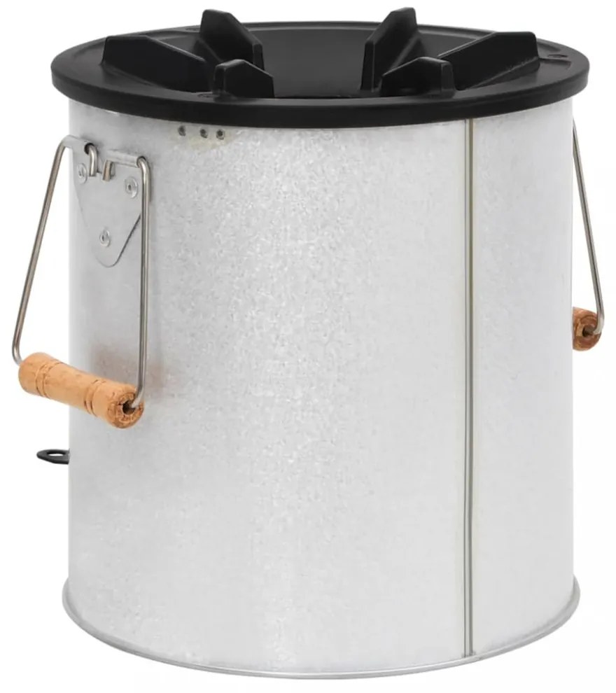 ezüstszínű acél fatüzelésű kempingtűzhely 45 x 25 x 26 cm