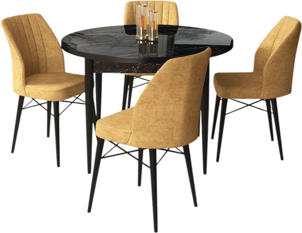 Rox étkezőgarnitúra, fekete márvány-cappuccino, 90 cm
