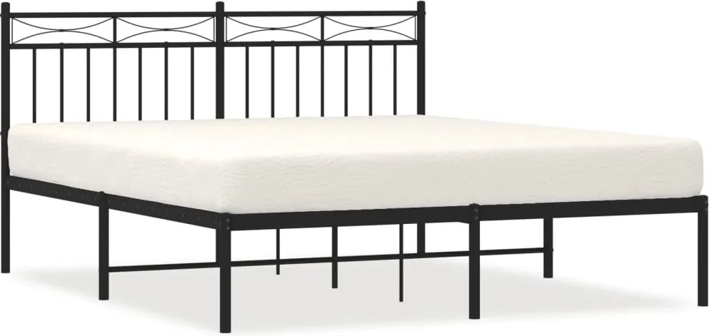 vidaXL fekete fém ágykeret fejtámlával 160 x 200 cm