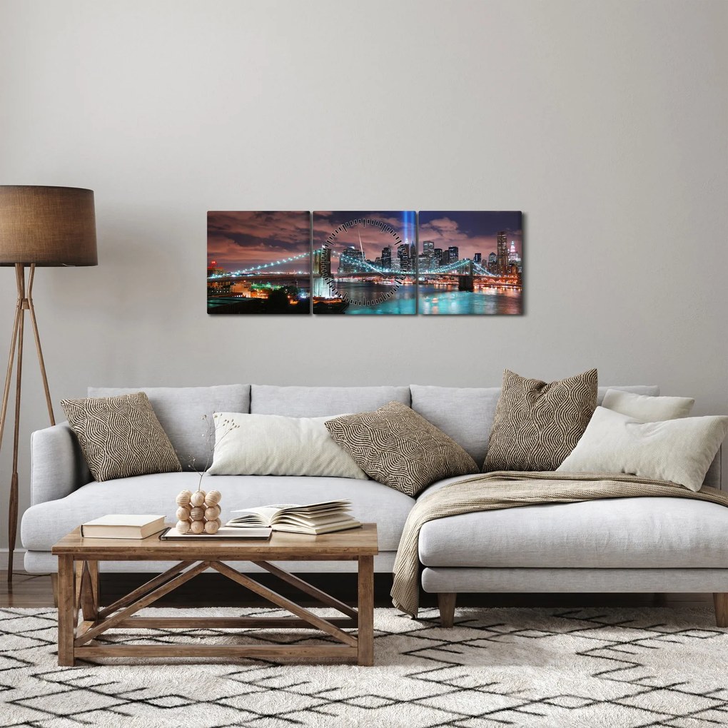 Kép - New York, Manhattan (órával) (90x30 cm)