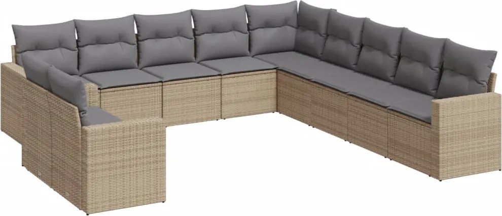 vidaXL 11 részes bézs polyrattan kerti ülőgarnitúra párnákkal