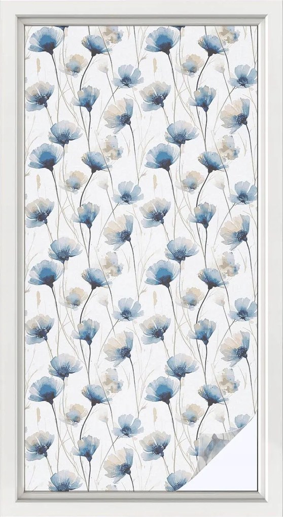 Furnérfólia Adatvédelem Szélvédőkhöz és Ablakokhoz Kék virágok 50x100