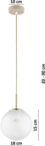 Brilagi - Kábelre függesztett csillár STELLA 1xE27/60W/230V átm. 18 cm bézs/arany