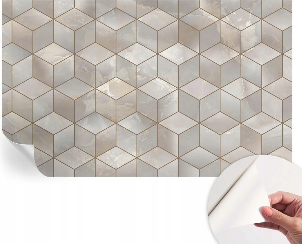 Öntapadós tapéta Fali furnér 3D geometrikus mozaik 416x254 cm