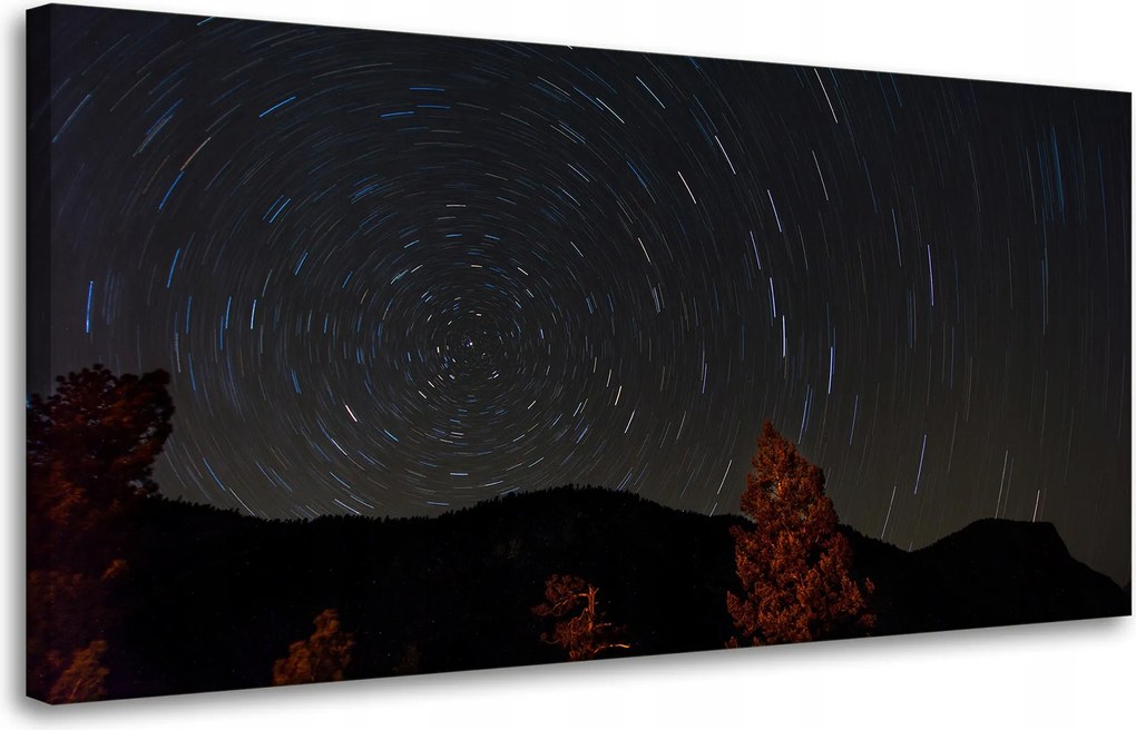 Vászonkép Természet Erdő Éjszaka Hegyek Absztrakt Fák 80x40