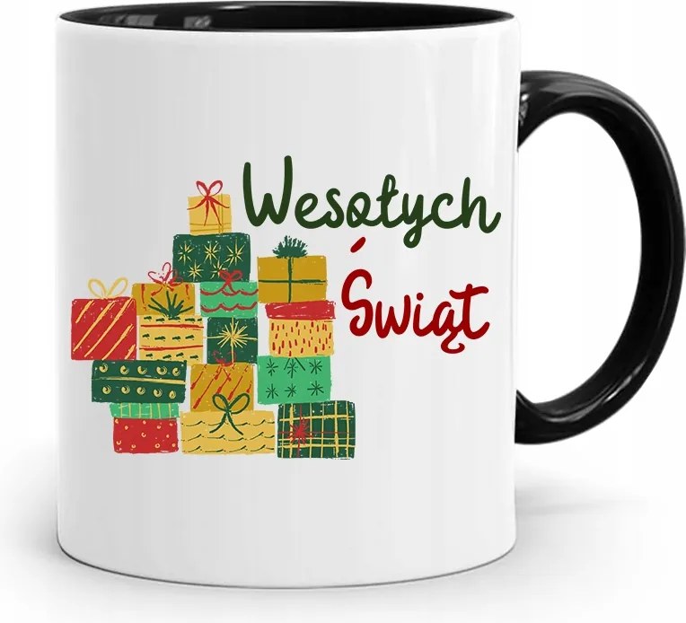 Fekete Karácsonyi Bögre Mikulásra, fényképes nyomtatással