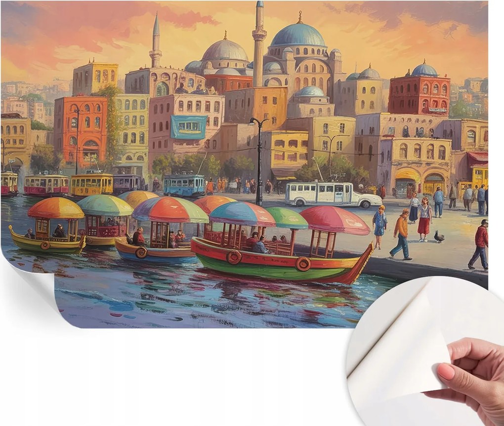 Öntapadós tapéta Fali furnér 3D hatás Városi tengerpart 104x70 cm