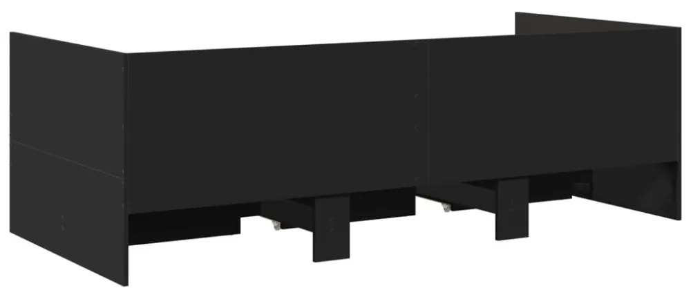 fekete kanapéágy fiókkal matrac nélkül 90x190 cm
