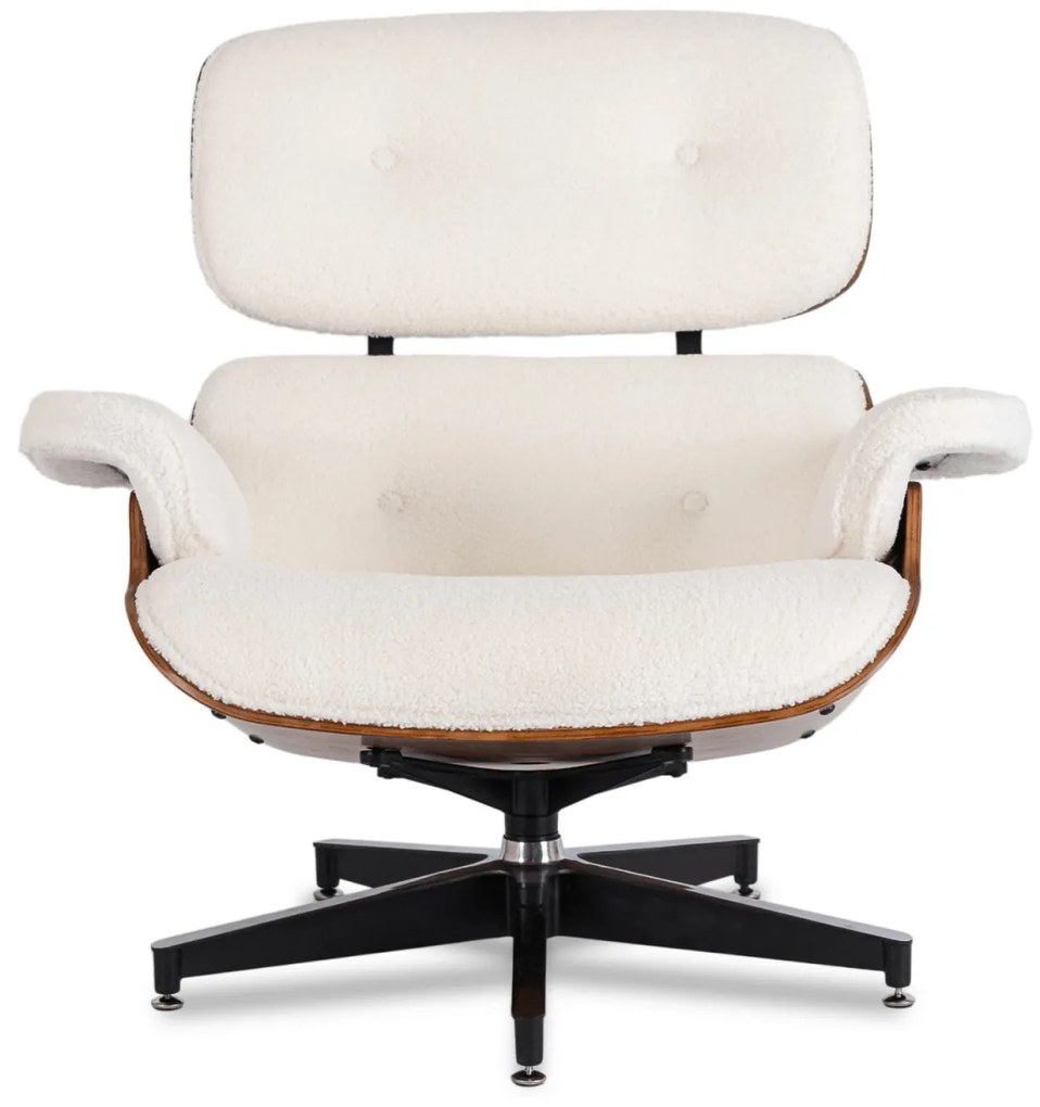 Prémium Forgó Fetel Lábtartóval Fehér Bouclé Szövettel. PALERMO