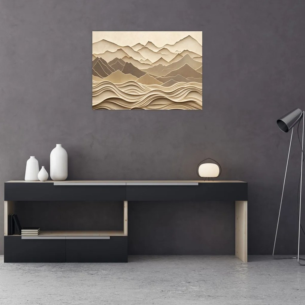 Üveg kép - 3D hegyvonalak (70x50 cm)