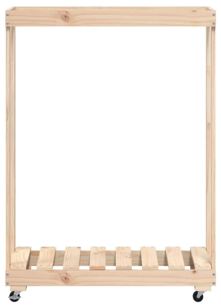 tömör fenyőfa rönktároló kerekekkel 76,5 x 40 x 108 cm
