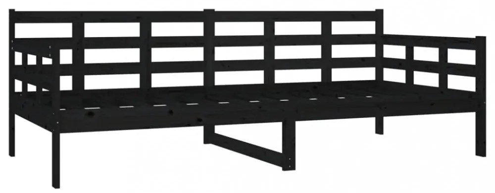 fekete tömör fenyőfa kanapéágy 90x200 cm