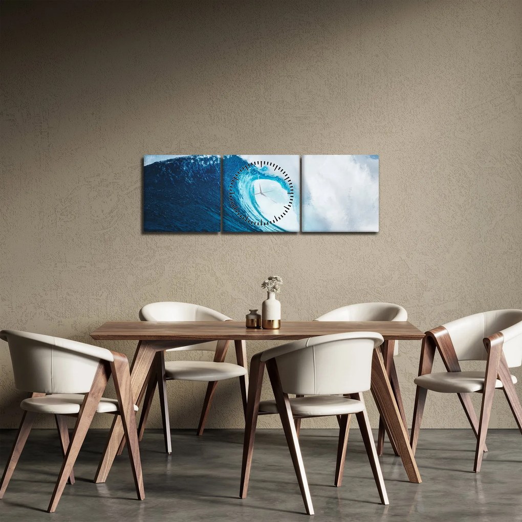 Kép - Óceáni hullám (órával) (90x30 cm)