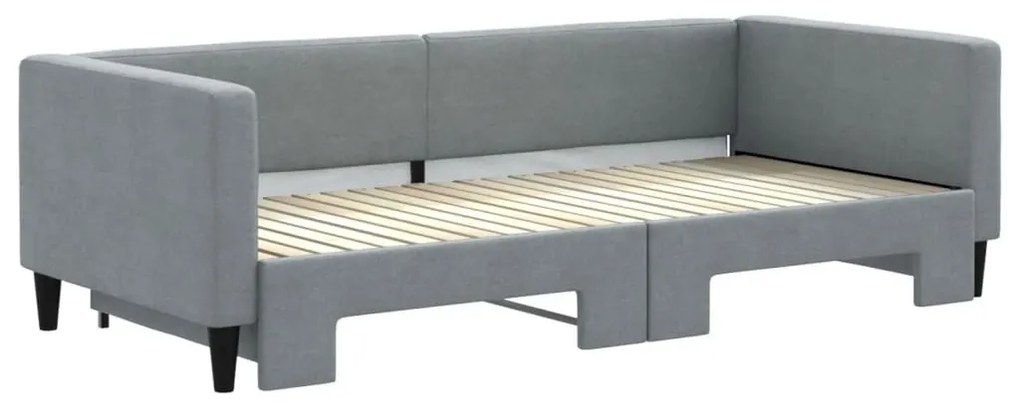 világosszürke kihúzható szövet heverő 90 x 200 cm