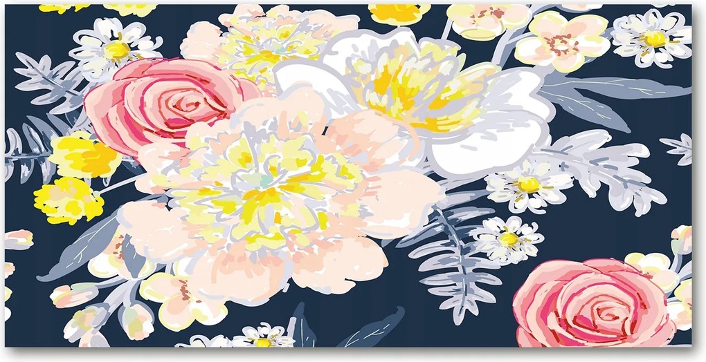 Konyhai panel Virágos mintás 100x50 cm Ragasztó