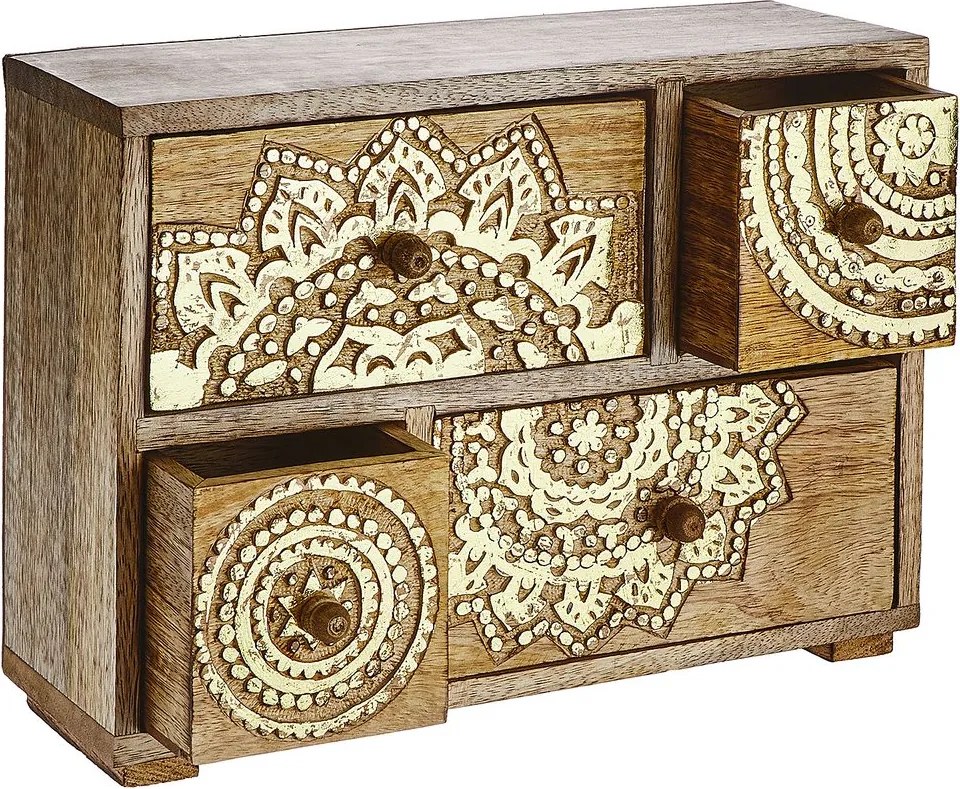 BALI mangófa tárolódoboz fiókokkal, 29 x 22 cm