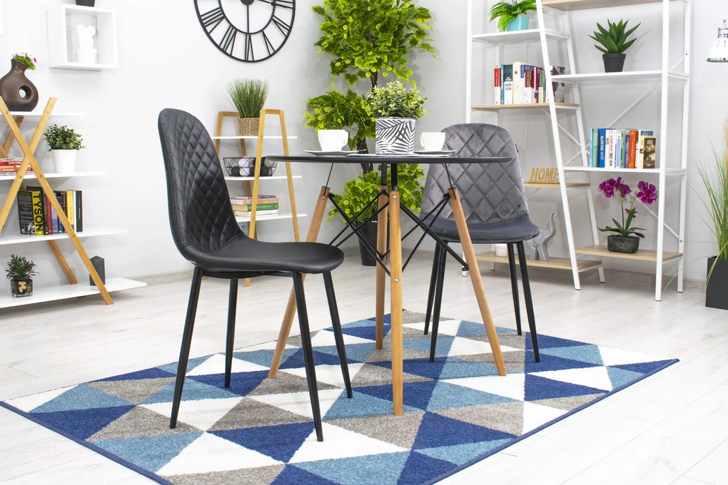 AKCIÓ Sötétszürke bársonyszék ASTI fekete lábakkal II. osztály