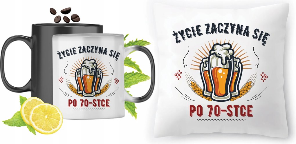 Születésnapra 70 70te Varázsbögre Fotós Nyomtatott Párna Szett